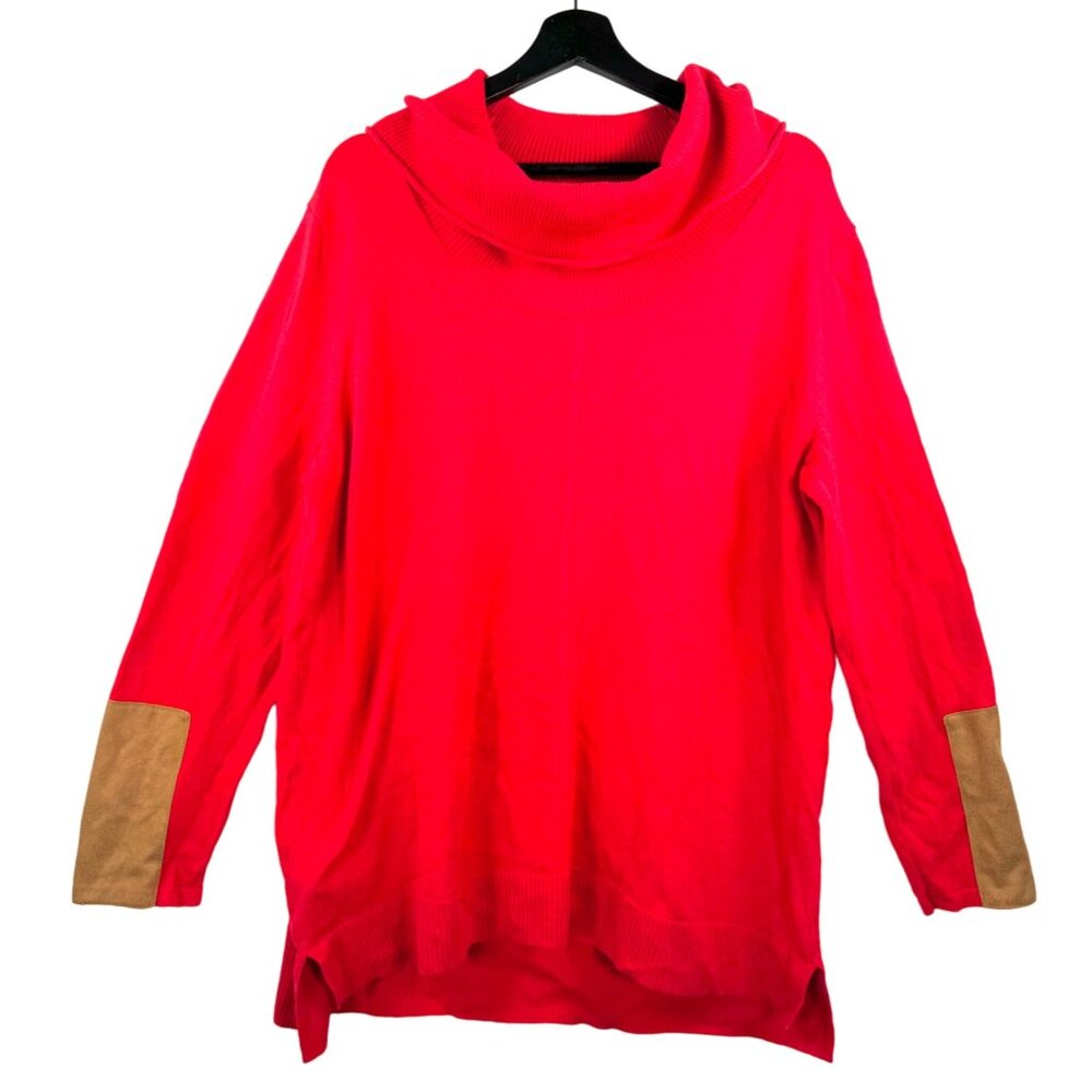 Tyler Boe cashmere blend relaxed turtle neck sweater‎ elbow patch red sz L